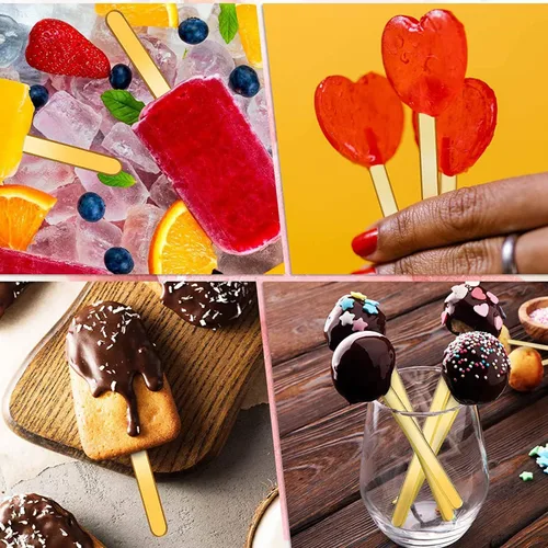 Miniatura 4 de Palitos acrílicos de 4.5 pulgadas, 50 palitos de helado de espejo reutilizables, palitos de hielo dorados para fiestas, festivales y bricolaje
