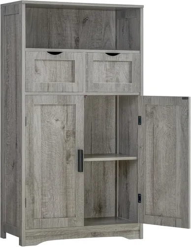 Miniatura 12 de Iwell Armario de almacenamiento con puertas y estantes, armario de despensa de cocina, gabinetes de baño para sala de estar, cocina, lavandería