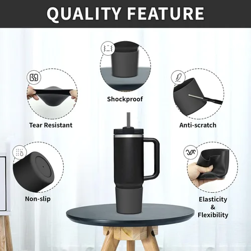 Miniatura 9 de WUQID Bota de silicona superior compatible con Stanley Quencher H2.0 e IceFlow Flip y ProTour de 40oz 30oz 20oz 14oz, se ajusta al mismo diámetro