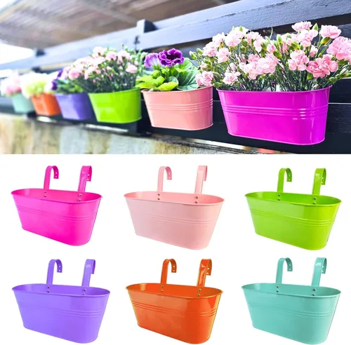 Miniatura 10 de LaLaGreen - Maceta colgante para exteriores (11.2 pulgadas, paquete de 6) rosa claro, morado claro, turquesa, rosa neón, amarillo, naranja, caja