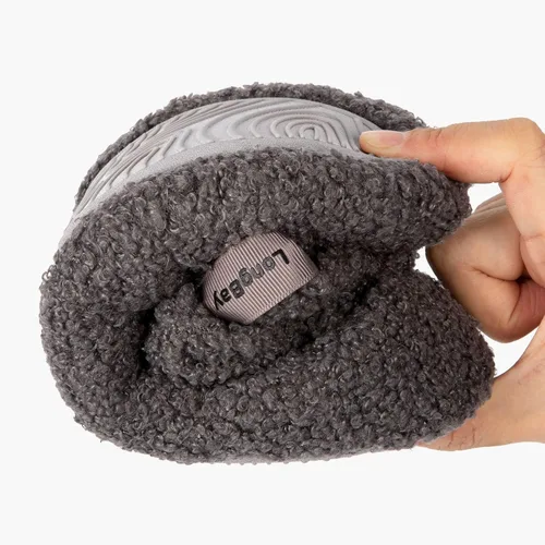 Miniatura 6 de LongBay Pantuflas cálidas de piel rizada para mujer, cómodas botas de forro polar de felpa con espuma viscoelástica para el hogar