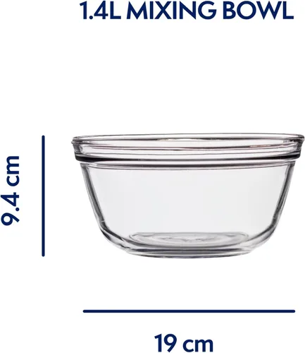 Miniatura 7 de Anchor Hocking - Tazón de vidrio para mezclar, de 1.5 cuartos de galón, transparente