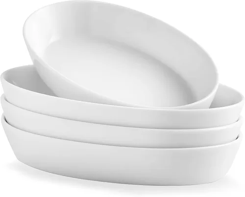 UIBFCWN Fuentes para Gratinar, 7.5''x4.5'' Fuente de Cerámica Ovalada para Porción Individual, Platos de Cazuela Individuales Aptos para Horno,
