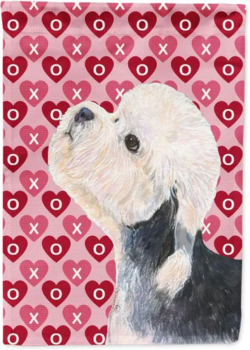 Miniatura 228 de Caroline's Treasures SS4484GF Bandera de jardín con diseño de bulldog inglés y corazones para el Día de San Valentín, bandera decorativa para patio