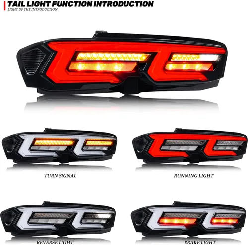 Miniatura 2 de Nuevo accesorio para Chevrolet Chevy Camaro 2019-2024 Luces traseras LED SS ZL1 LT Lámparas traseras transparentes señal secuencial inicio animación