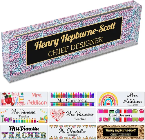 Miniatura 29 de Placa de nombre personalizada para escritorio de profesor para aula, placa de identificación personalizada para escritorios, placa de escritorio