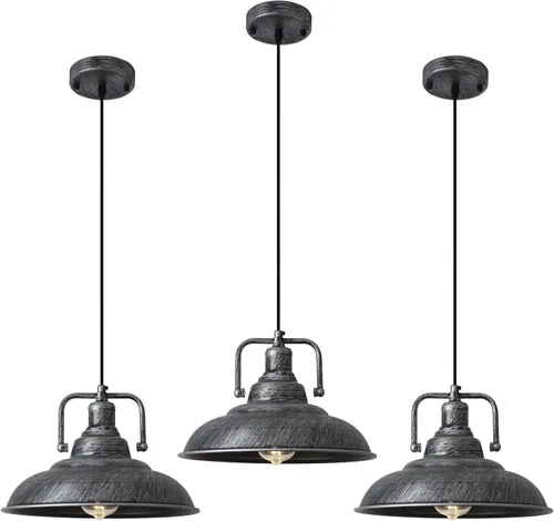 Miniatura 14 de Lámpara colgante negra de 12.5 pulgadas, paquete de 3 unidades, luz colgante de granja, iluminación colgante industrial, luces colgantes de cocina