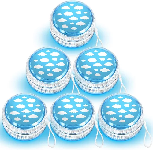 Woanger Yoyo - 24 bolas de plástico con luz LED Yoyo para niños, adultos, principiantes, temática de cielo azul, decoración de fiesta de cumpleaños,