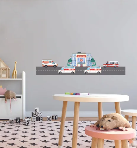 Miniatura 18 de The City - Vinilo adhesivo de vinilo para habitación de niños, camión de basura, colección de residuos sólidos, para dormitorio de niños, sala