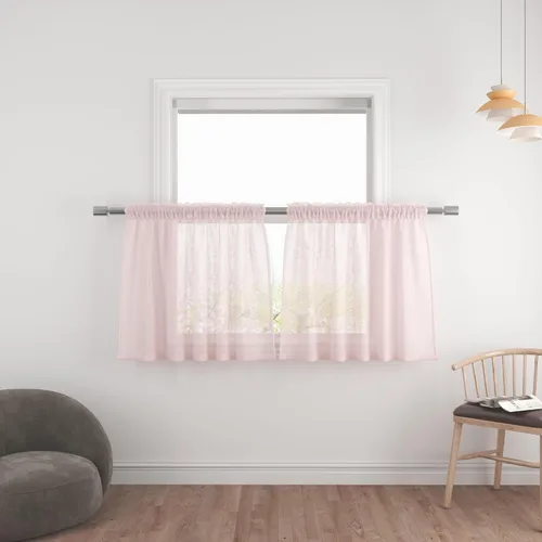 Miniatura 65 de UPOPO Paneles de Cortina Beige Pequeños Cortinas Transparentes de Gasa de 16 Pulgadas de Largo Cortinas de Cocina de Voile con Textura de Lino