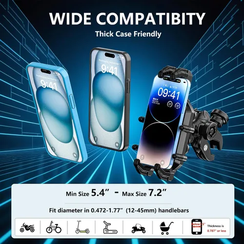 Miniatura 5 de LOKTENWO Soporte de teléfono para motocicleta con amortiguador de vibraciones y bloqueo seguro de alta velocidad, antirrobo, ATV, scooter, manillar