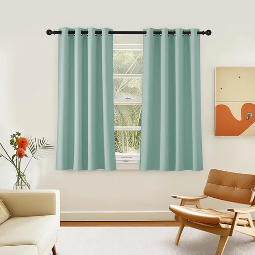 NICETOWN - Cortinas cortas para oscurecimiento de habitación, de 54 pulgadas de largo para sala de estar, cortinas con ojales, reducción de sonido y