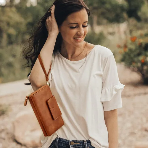Miniatura 7 de S-ZONE Carteras de viaje para mujer con bloqueo RFID de cuero bolso cruzado para documentos de pasaporte soporte para tarjetas de crédito L