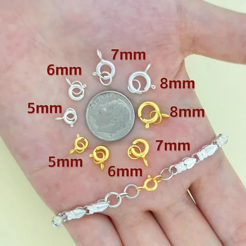 Miniatura 4 de OHINGLT Cierre de anillo de resorte de plata de ley 925 con anillos cerrados, cierre de langosta redondo para pulseras, collares, conectores