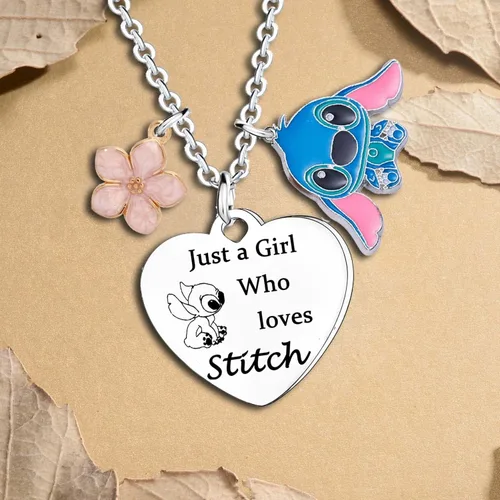 Miniatura 3 de Collar de puntada, regalos para niñas, decoración de cumpleaños, regalos para hija, amigos, regalos de Just A Girl Who Loves Stitch Girls Jewellery