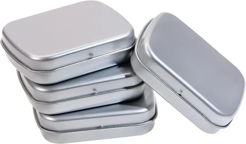 Mini Skater Pequeña caja de almacenamiento portátil de metal, mini latas rectangulares vacías con bisagras con tapa, organizador para el hogar para