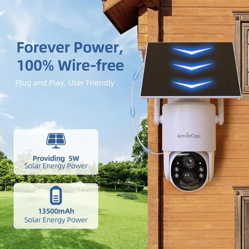 Miniatura 4 de Cámara de seguridad celular 4G LTE, cámara de seguridad sin WiFi, cámara solar de 2.5K para exteriores inalámbrica, vista en vivo de 360°, foco