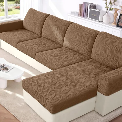 Miniatura 16 de VANSOFY Fundas de cojín para sofá seccional, Fundas de cojín de sofá de jacquard elásticas, Fundas protectoras lavables para muebles de sofá