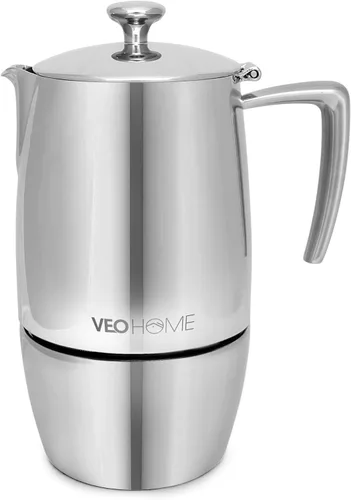 Miniatura 9 de VeoHome Cafetera espresso para estufa - l olla de inducción de acero inoxidable con múltiples estufas (10.1 fl oz)