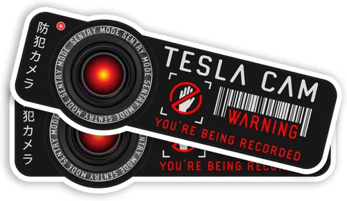 Pegatina de advertencia de seguridad para Tesla Cam. Modelo 3, Y, X, S Sentry Mode Calcomanía gráfica para coche. Etiqueta engomada del coche modelo