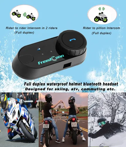 Miniatura 4 de FreedConn TCOM VB - Auriculares Bluetooth para motocicleta, sistemas de comunicación de casco de 2 vías 800M, casco intercomunicador Bluetooth