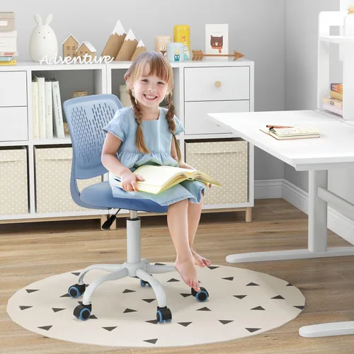 Miniatura 7 de Giantex Silla de escritorio moderna para niños, silla de estudio sin brazos con altura ajustable, silla de oficina ergonómica con ruedas, silla