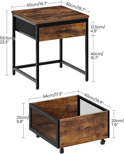 Miniatura 5 de CHOEZON Mesa auxiliar estrecha y mini soporte para refrigerador con almacenamiento, mesa auxiliar delgada con cesta de tela, mini gabinete de nevera
