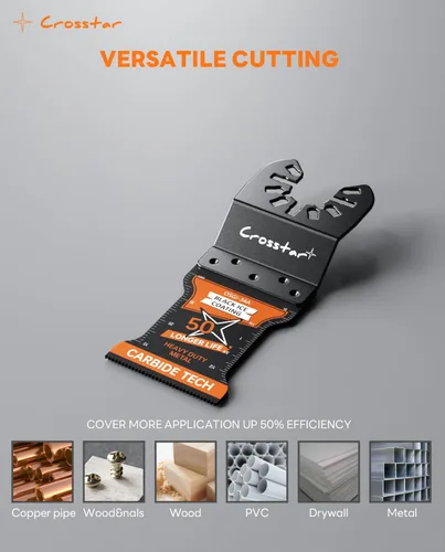 Miniatura 4 de Crosstar Juego de 7 cuchillas oscilantes para herramientas, bimetálicas, CR-V y recubrimiento de hielo negro, para madera, plástico, metal, clavos
