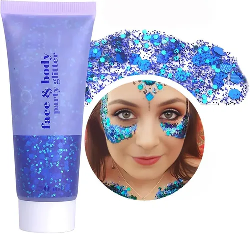 Miniatura 7 de Gel de purpurina corporal, lentejuelas de gel corporal con purpurina para la cara, sombra de ojos líquida, purpurina gruesa para cara, cabello