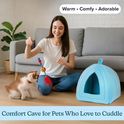Miniatura 4 de Cama para gatos de tienda de campaña / iglú PAW, azul, Azul