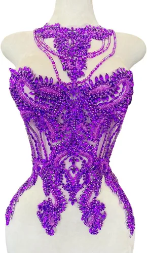 Miniatura 11 de Apliques hechos a mano de cristal sobre encaje, diamantes de imitación para coser, cuentas de flecos, parches de lentejuelas, accesorios de Champán