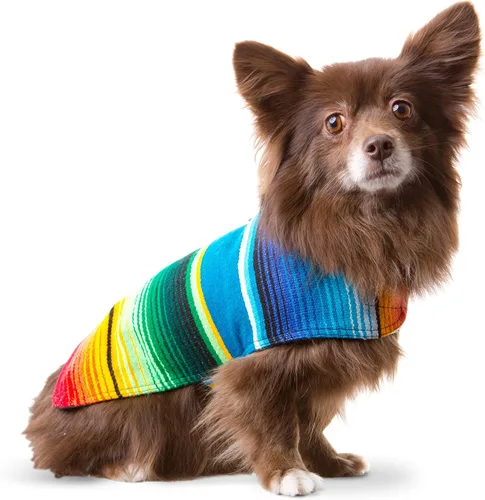 Miniatura 12 de Poncho de perro hecho a mano de Authentic Mexican Blanket; ropa para perros, suéter, abrigo, xxL, Azul