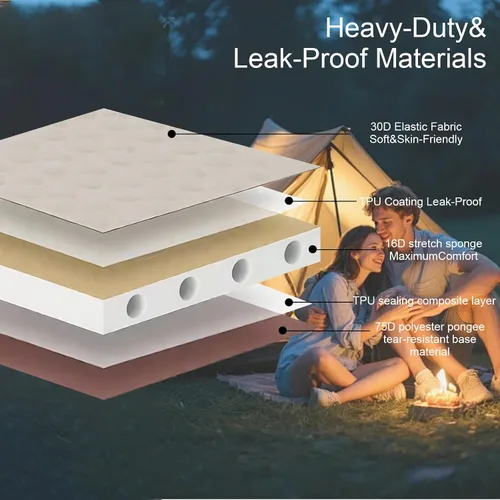Miniatura 2 de Colchoneta de dormir autoinflable con espuma y bomba eléctrica, innovadora estructura telescópica en forma de Y, colchón de campamento ultraportátil