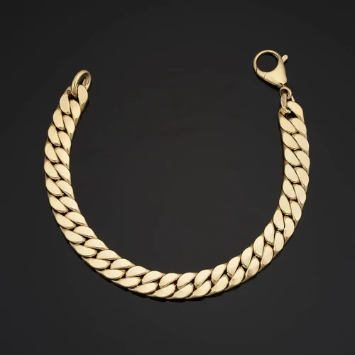 Miniatura 2 de Pulsera de cadena de eslabones cubanos de oro amarillo de 14 quilates (0.331in, 7.5 pulgadas) Fabricado en Italia