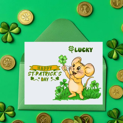 Miniatura 4 de CHGCRAFT Sellos transparentes del Día de San Patricio Ratón de silicona, sellos transparentes con patrón de dibujos animados, sellos transparentes