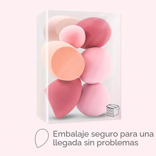 Miniatura 5 de Juego de esponjas de maquillaje Foonbe, esponjas difuminadoras, 7 piezas para líquido, crema y polvo, sin látex, esponjas de belleza multicolor