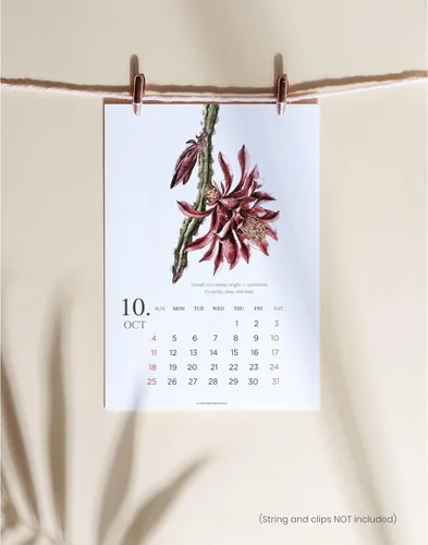 Miniatura 3 de Calendario para escritorio 2026 - Calendario mensual botánico de acuarela, hecho en EE. UU., páginas de 5x7 con citas motivacionales, soporte