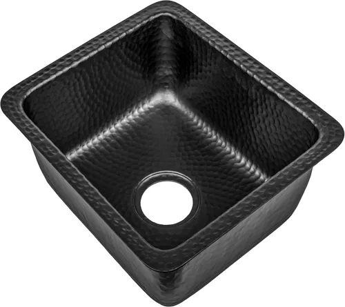 Monarch Abode Fregadero de cocina y bar – Fregadero de cocina Highball de doble montaje de 17 pulgadas, fregaderos de aluminio negro mate martillado