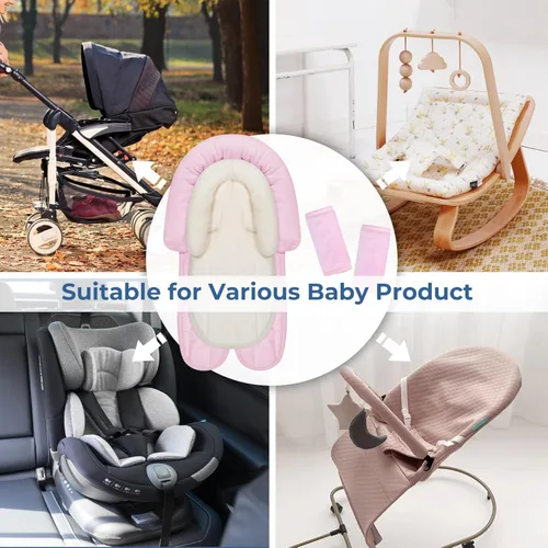 Miniatura 8 de COOLBEBE Juego de soporte y fundas de correa para bebé recién nacido, almohadillas extra suaves para asiento de automóvil, perfecto para asientos