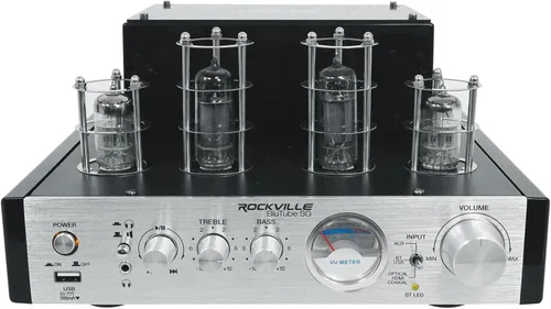 Miniatura 11 de Rockville BluTube - Amplificador de tubo LED de 70 W, receptor estéreo de cine en casa con Bluetooth, HDMI y óptico, negro con luces azules