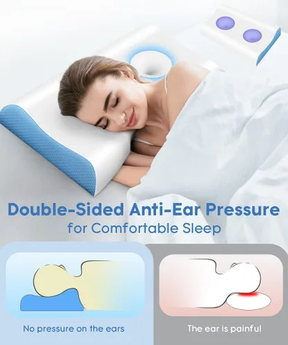 Miniatura 2 de Almohada cervical para aliviar el dolor de cuello – Almohada de contorno de espuma viscoelástica para dormir, almohada de cuello de doble zona