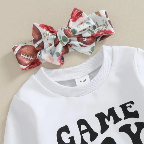 Miniatura 2 de CIYCUIT Conjunto de 3 piezas de sudadera de margaritas + pantalones + diadema, ropa infantil de otoño e invierno