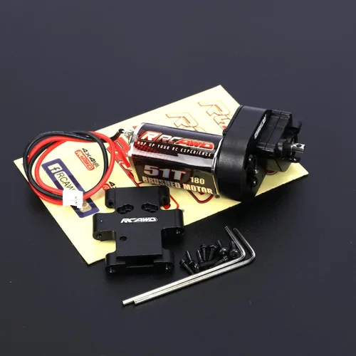Miniatura 5 de RCAWD Transmisión de motor cepillado de 180 tamaños montada, montaje de motor para 1/18 FMS EAZYRC ROC Hobby Crawlers Piezas de actualización negro