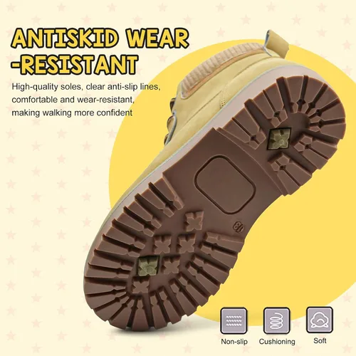 Miniatura 4 de JABASIC Botas de tobillo para niños y niñas, con cordones, cómodas botas de trabajo al aire libre