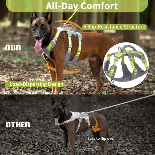 Miniatura 5 de Huntboo Arnés reflectante para perro con asa, a prueba de escape, antideslizante, transpirable, ligero, arnés de elevación ajustable para perros