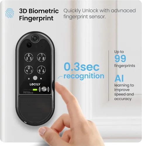 Miniatura 4 de Lockly Vision Elite - Cerradura inteligente de video con cámara, cerrojo inteligente Wi-Fi para puerta delantera, teclado PIN Genie®, cerradura