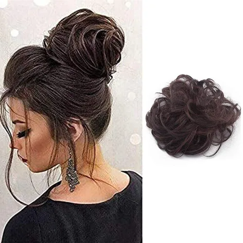 Miniatura 11 de Extensiones de cabello desordenado, coleta, peinado recogido, Moño, Mezcla de blanqueador negro y café.