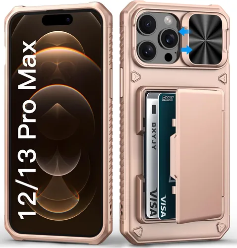 Miniatura 64 de BXYJY Funda tipo cartera para iPhone 15 Pro con tarjetero (4-5 tarjetas) y cubierta deslizante para cámara y soporte, protección contra caídas