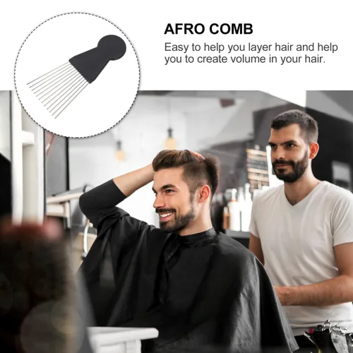 Miniatura 7 de KALLORY Peine desenredante 2 piezas para herramientas de trenza de metal para mujeres y hombres, peluca de salón y peines desenredar peine africano
