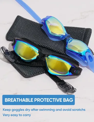 Miniatura 6 de Paquete de 2 gafas de natación para niños, gafas de natación para niños pequeños y jóvenes de 3-8/6-14, gafas de piscina antivaho para niños y niñas